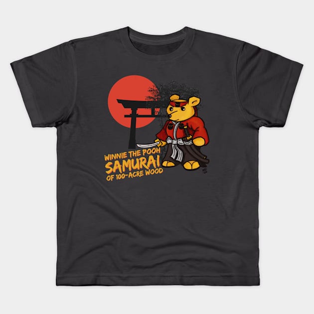 Winnie The Pooh - Samurai of 100-Acre Wood Kids T-Shirt by Alt World Studios